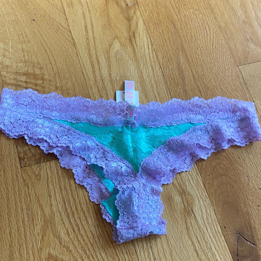 NWT PINK Victoria's Secret Lavender and Aqua Lace Panties
